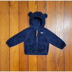 L L Bean Hi Pile Fleece Jacket 6 to 12 Months Blue Bear Ears Full Zip Cozy